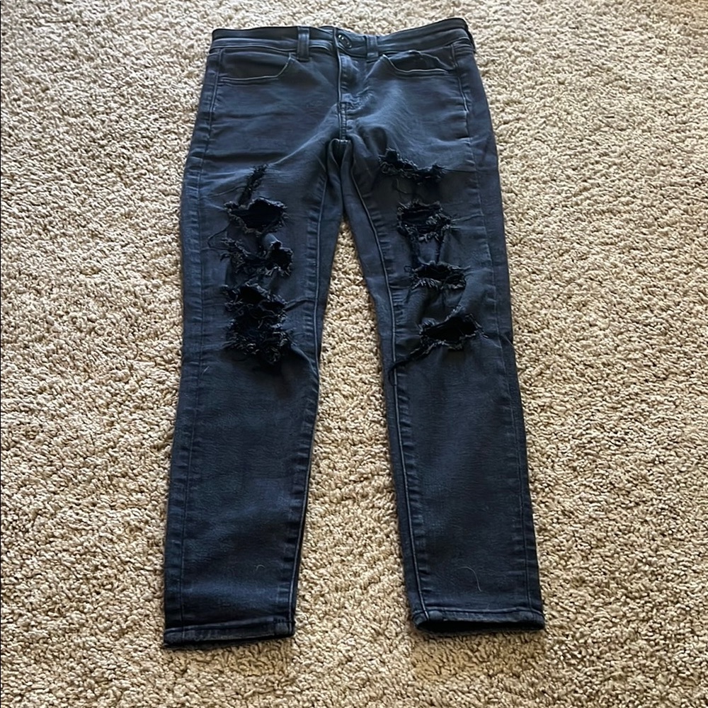 Distressed Black Women's Jeans